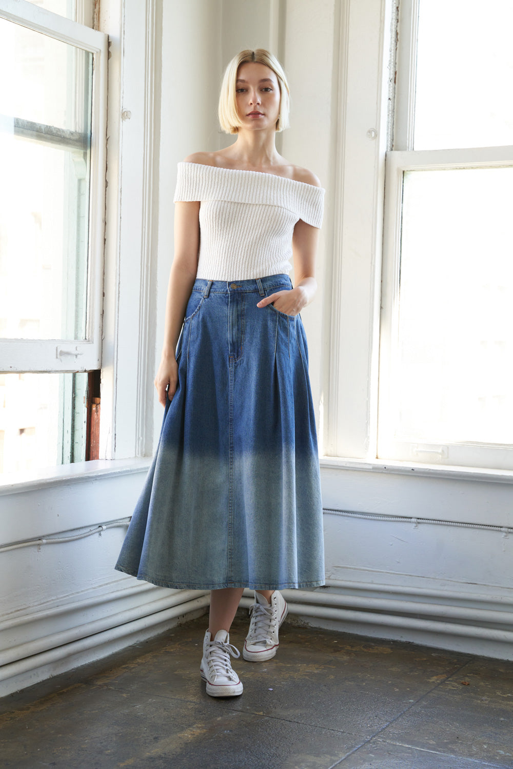 STATE OF MIND DENIM MIDI SKIRT Flying Tomato